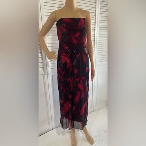 Wild Black Maxi Dress with Red Paisley Print